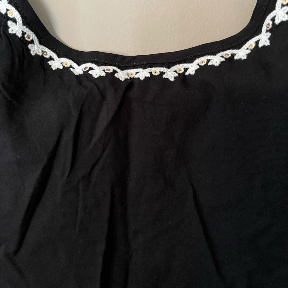 Black Embroidered Tunic Dress with Sequin Detail - Picture 7 of 7